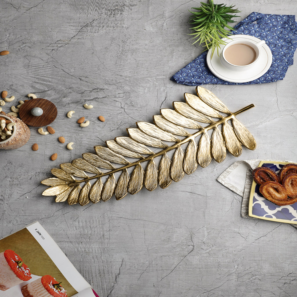 Large Gold Leaf Serving Tray