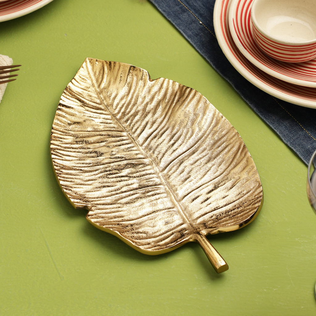 Gold Leaf Serving Tray Platter.