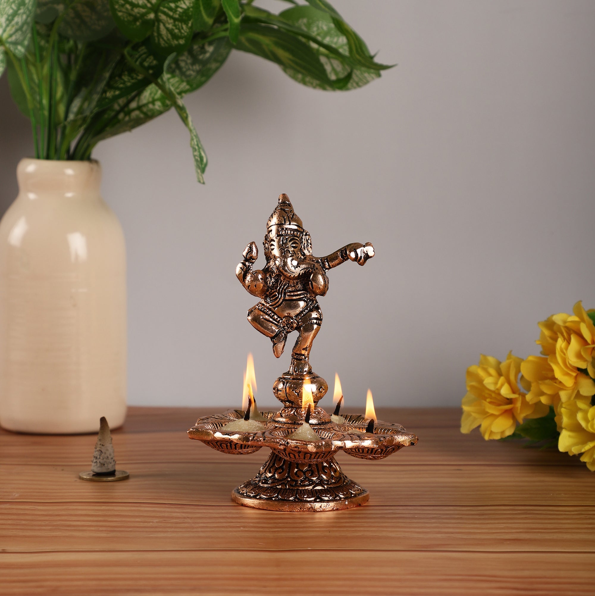 Dancing Lord Ganesh Diya Puja