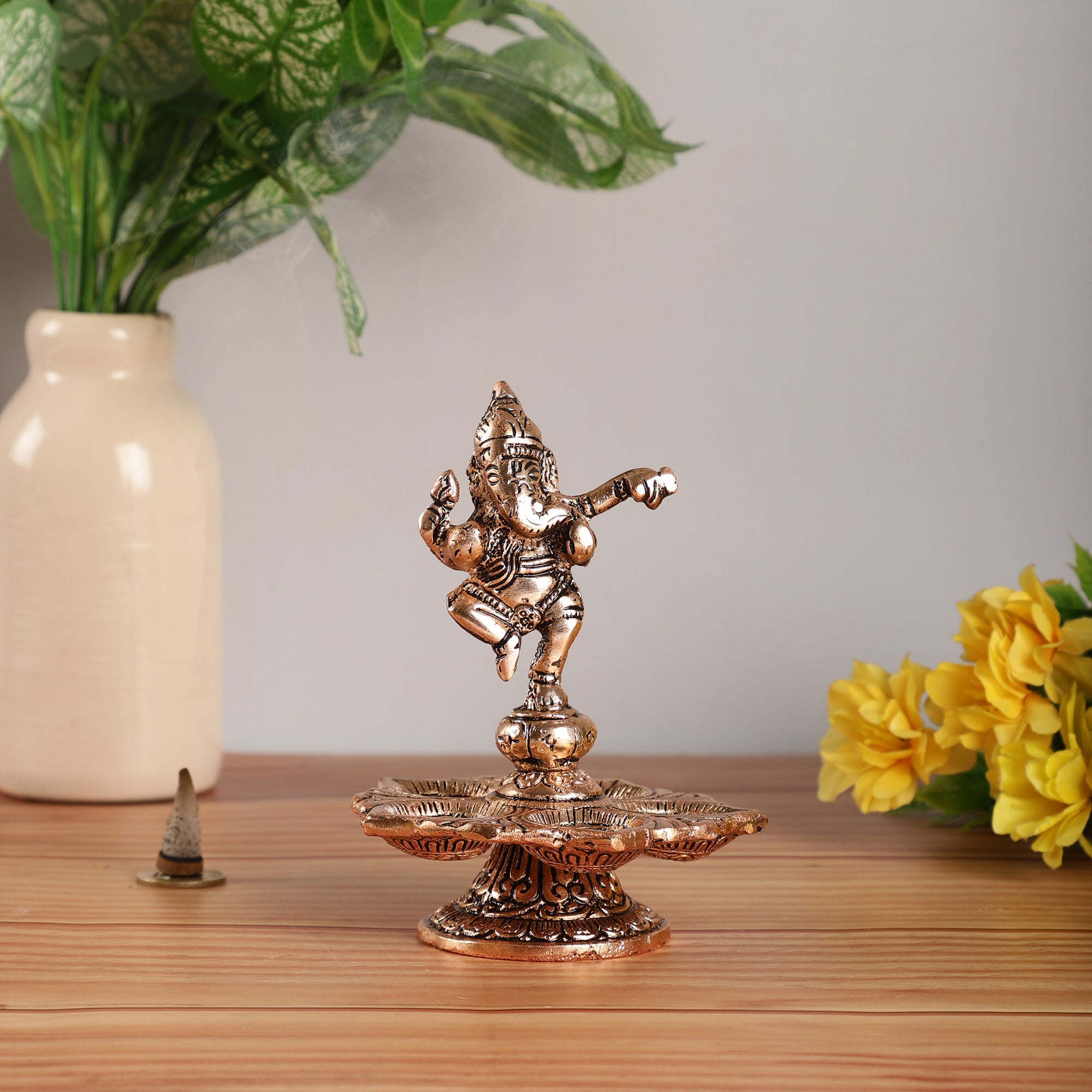 Dancing Lord Ganesh Diya Puja