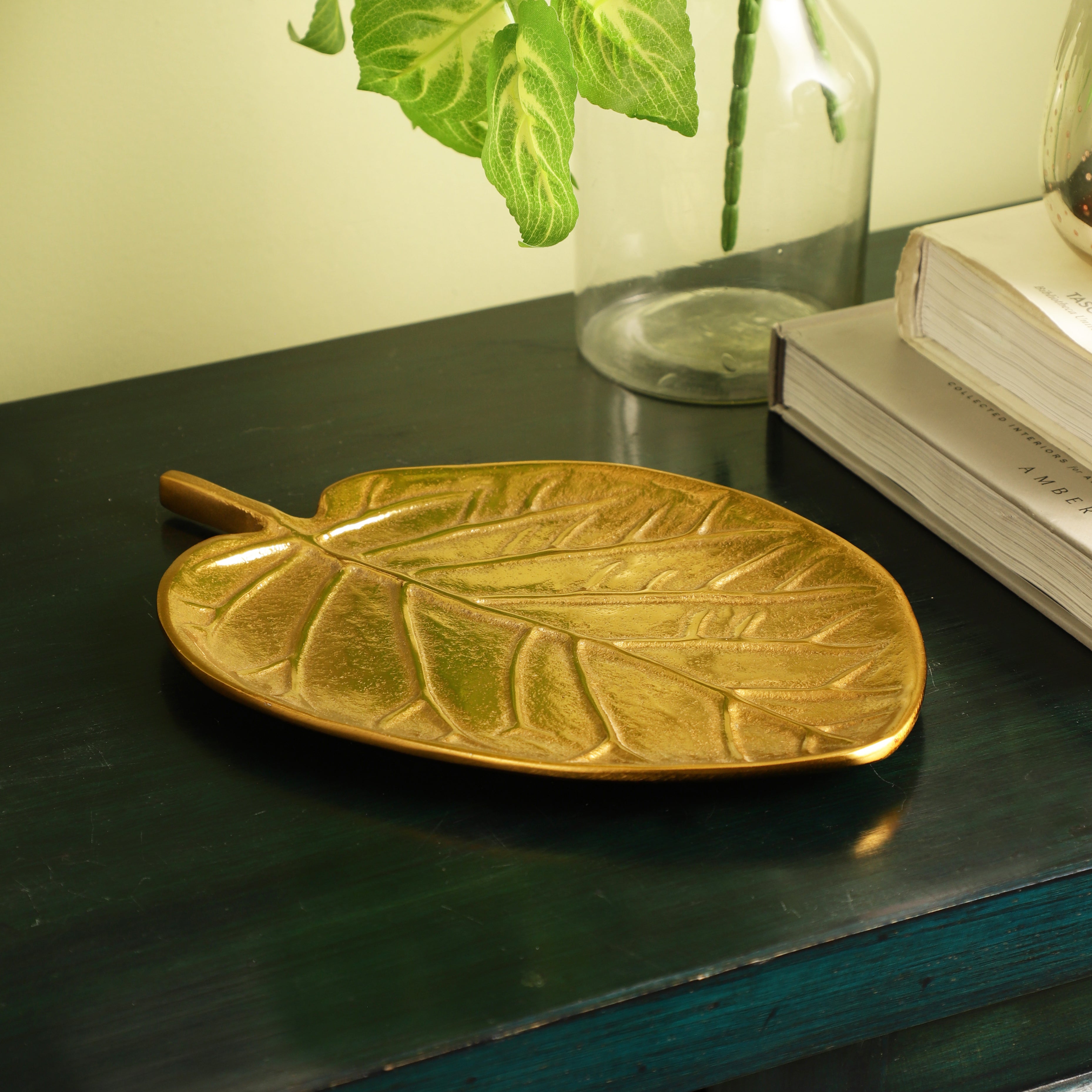 Golden Leaf Tray Home Decor