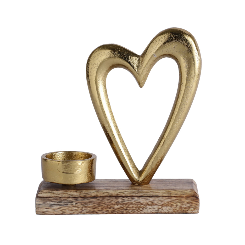 Heart Shape Figurine Wooden Base