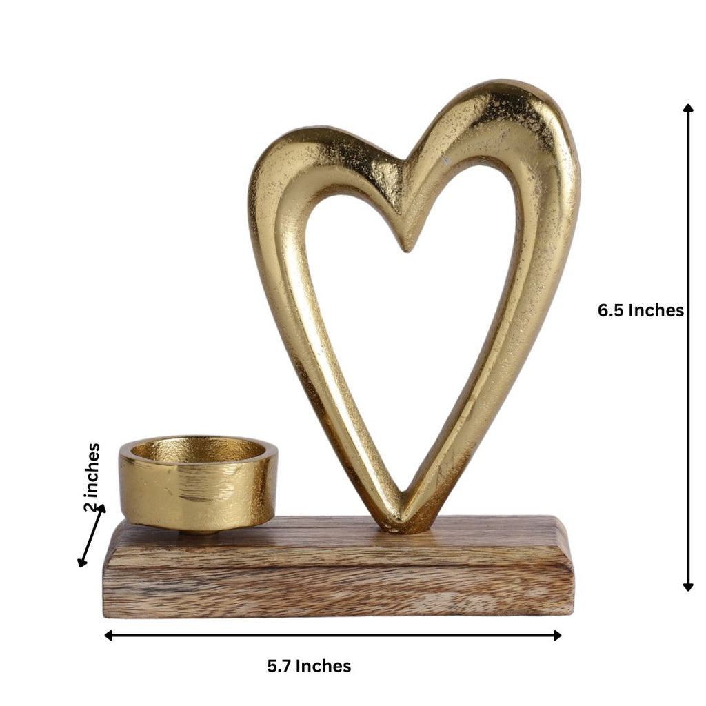 Heart Shape Figurine Wooden Base
