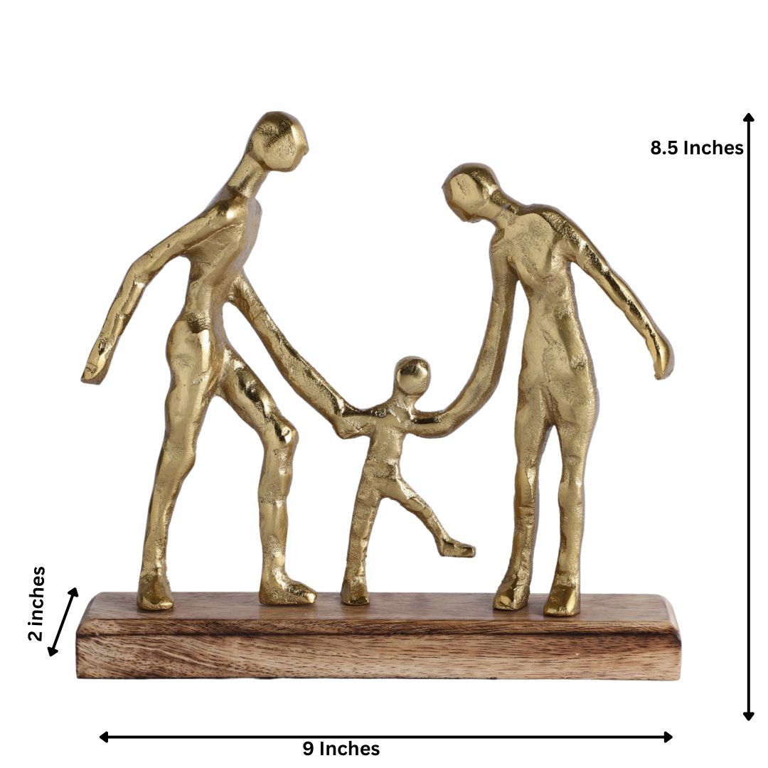 Parent Holding Child Wooden Base