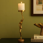 Lady Candle Holder Wooden Base