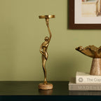 Lady Candle Holder Wooden Base