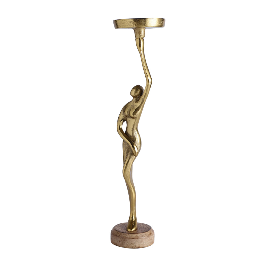 Lady Candle Holder Wooden Base