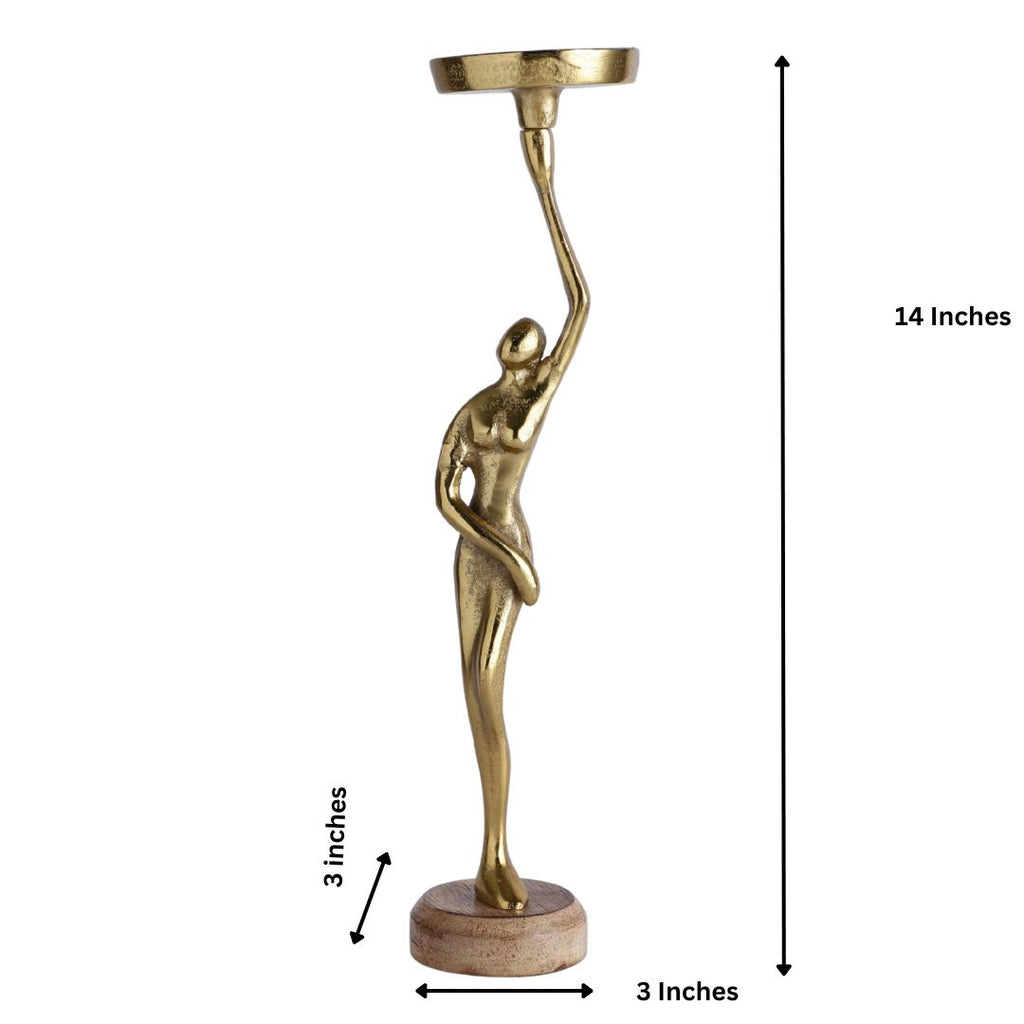 Lady Candle Holder Wooden Base