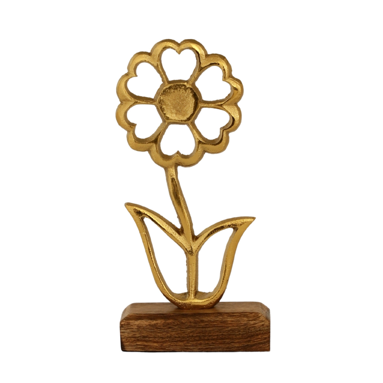 Golden Bloom Wooden Base Home Décor