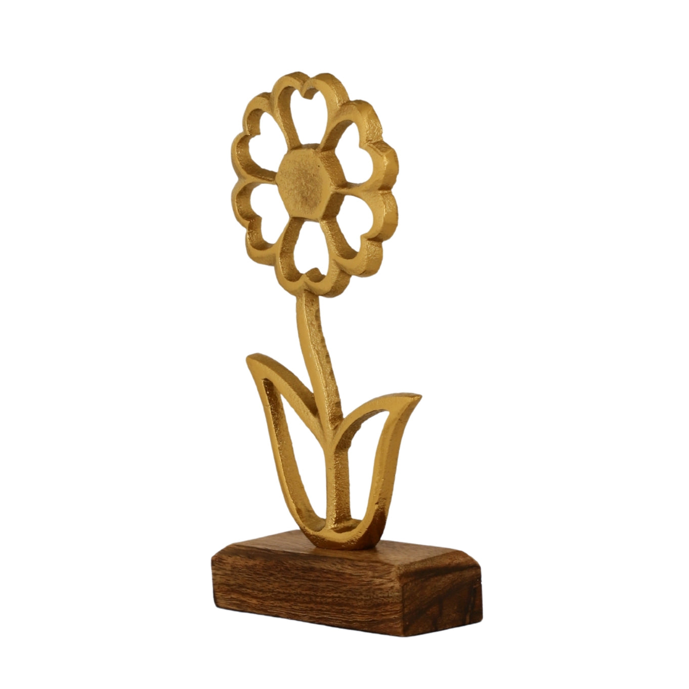 Golden Bloom Wooden Base Home Décor