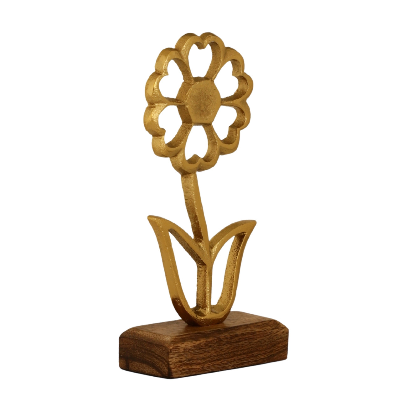 Golden Bloom Wooden Base Home Décor