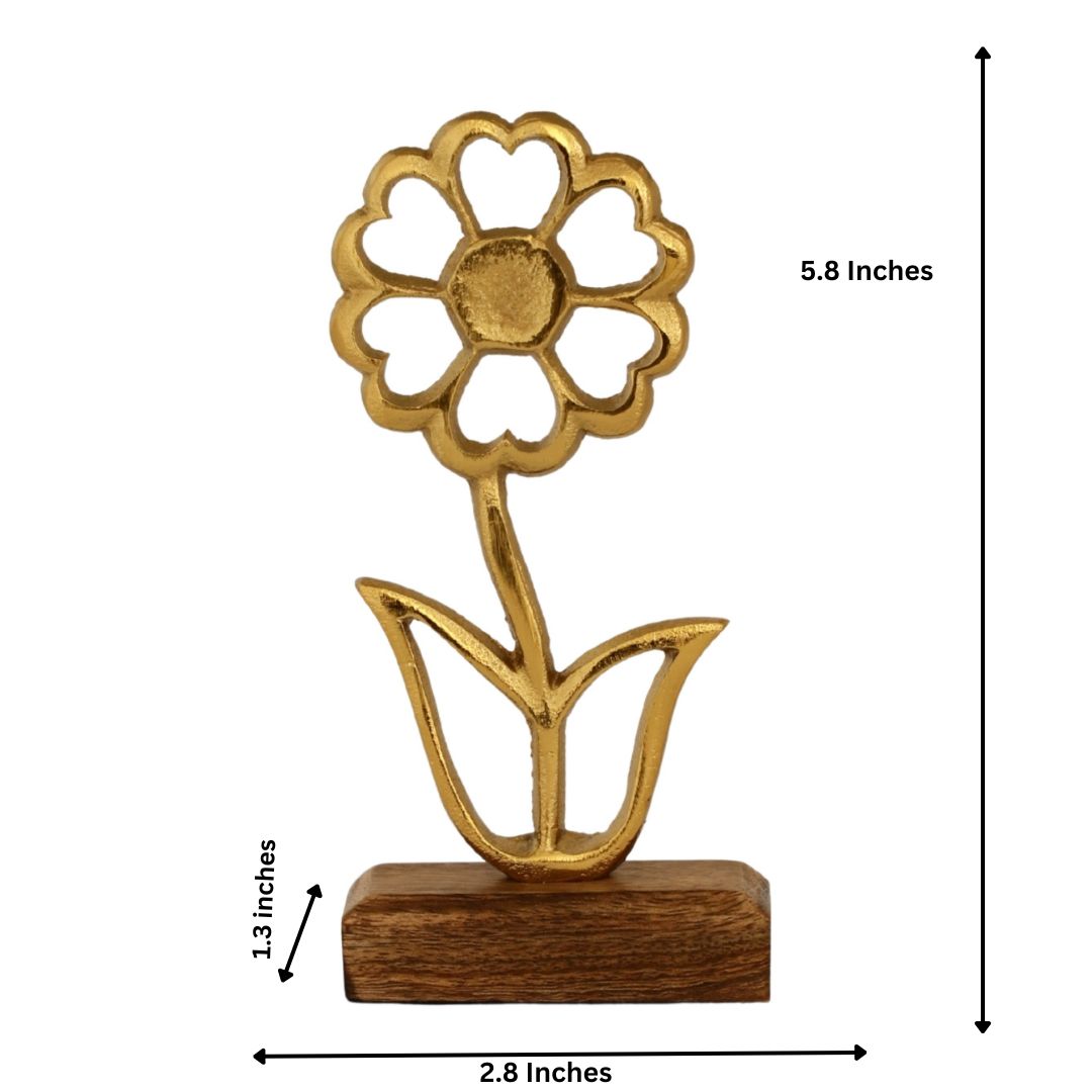 Golden Bloom Wooden Base Home Décor