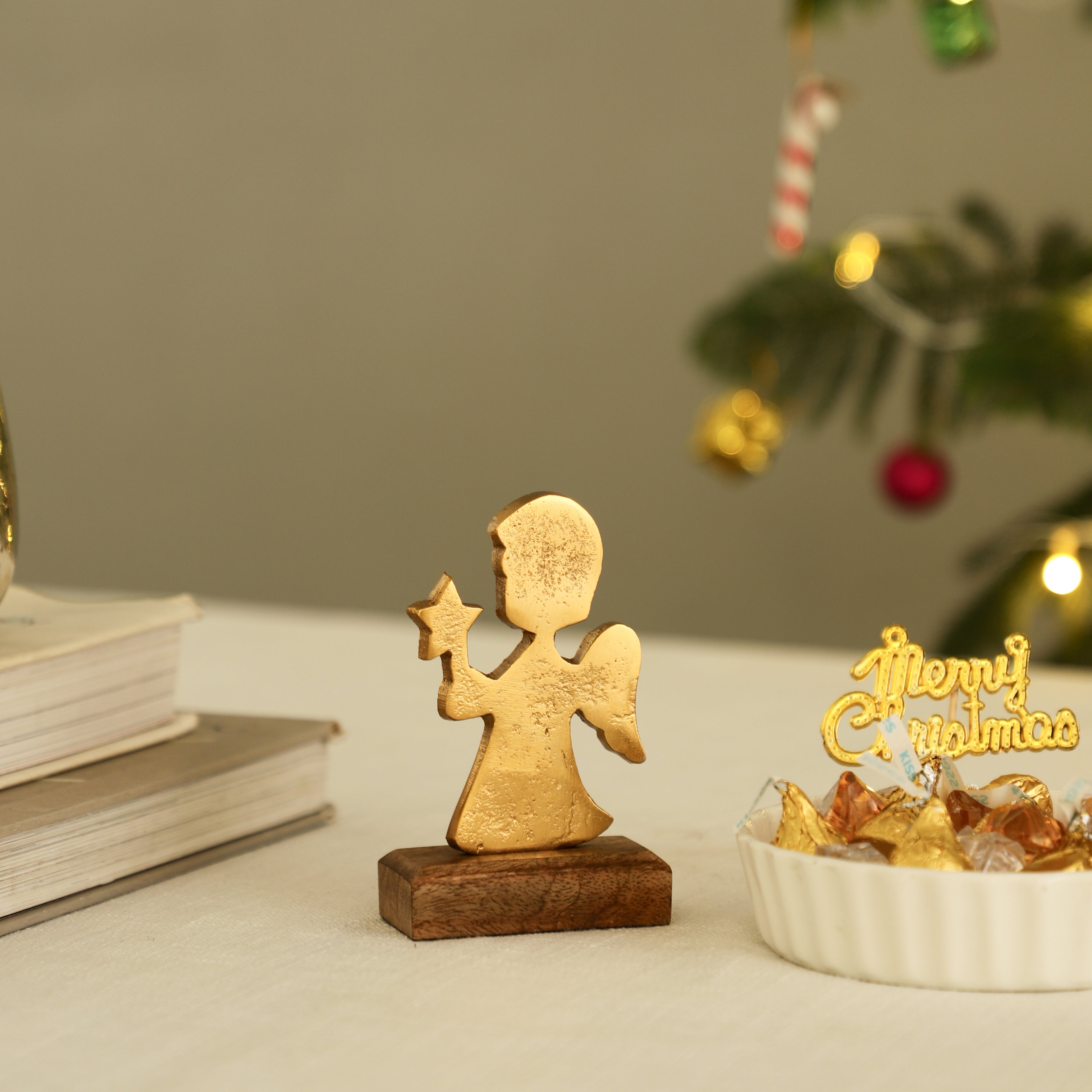 Angel Glow Wooden Base Home Décor
