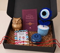 Wise Bonds Rakhi Box with Golden Owl Showpiece