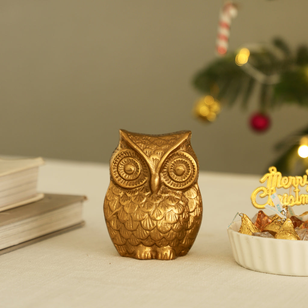 Wise Bonds Rakhi Box with Golden Owl Showpiece
