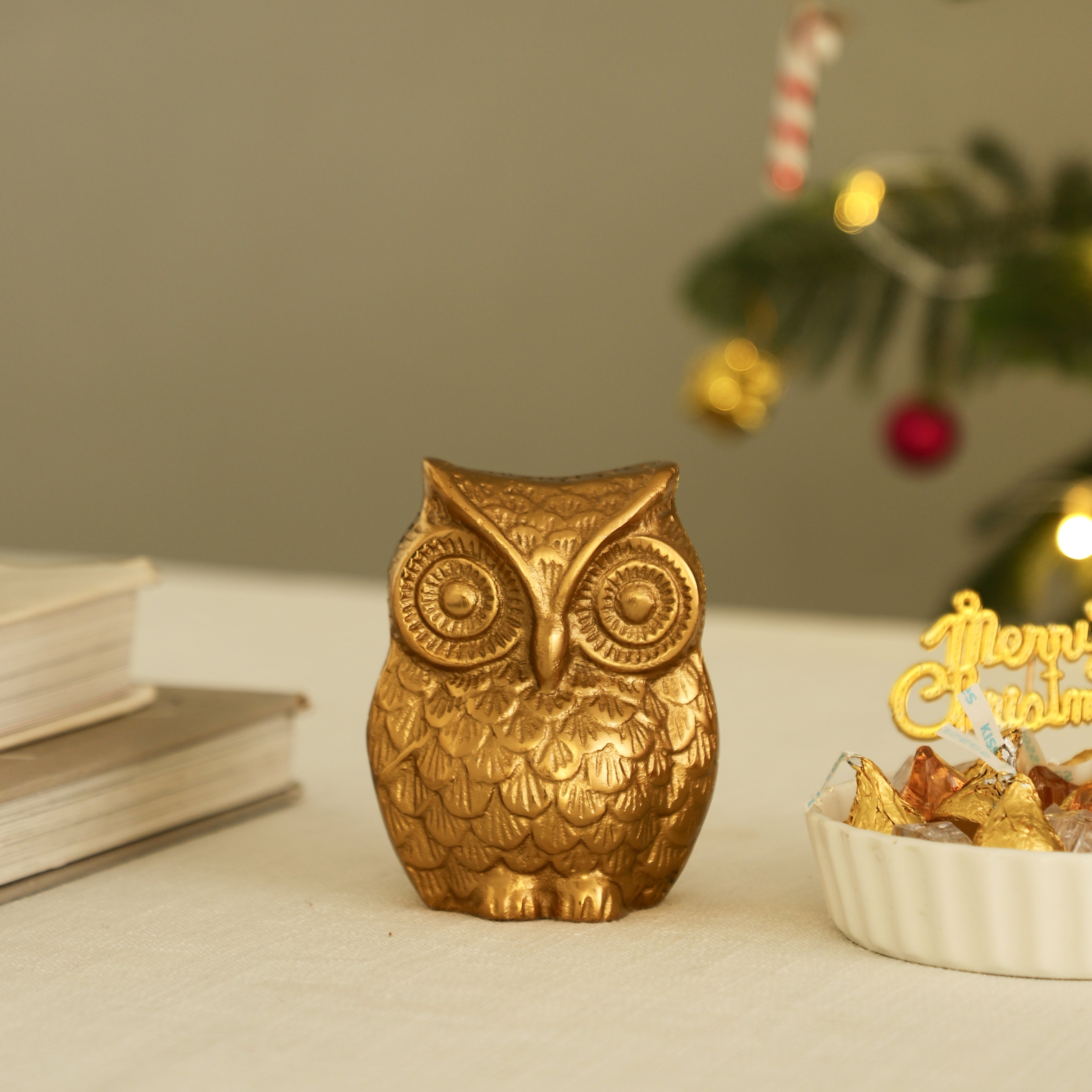 Wise Bonds Rakhi Box with Golden Owl Showpiece
