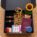 Elegant Rakhi Hamper with Metallic Family Showpiece