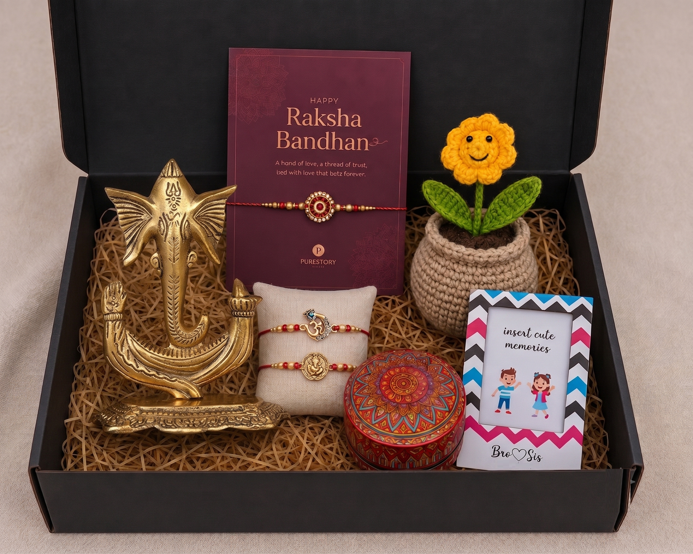 Modern Trunk Ganesha Idol Rakhi Celebration Box