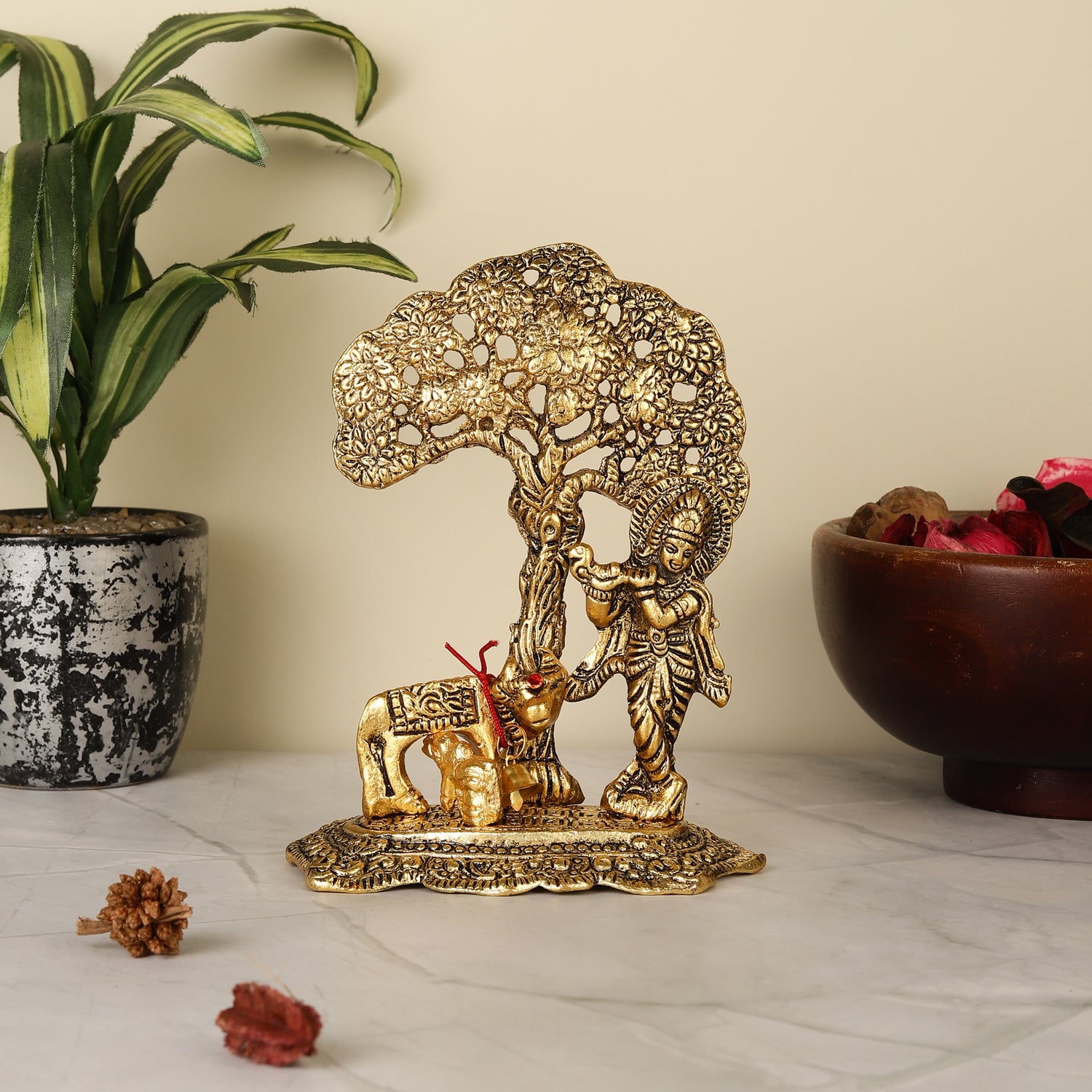 Eternal Grace Krishna and Cow Showpiece Rakhi Gift
