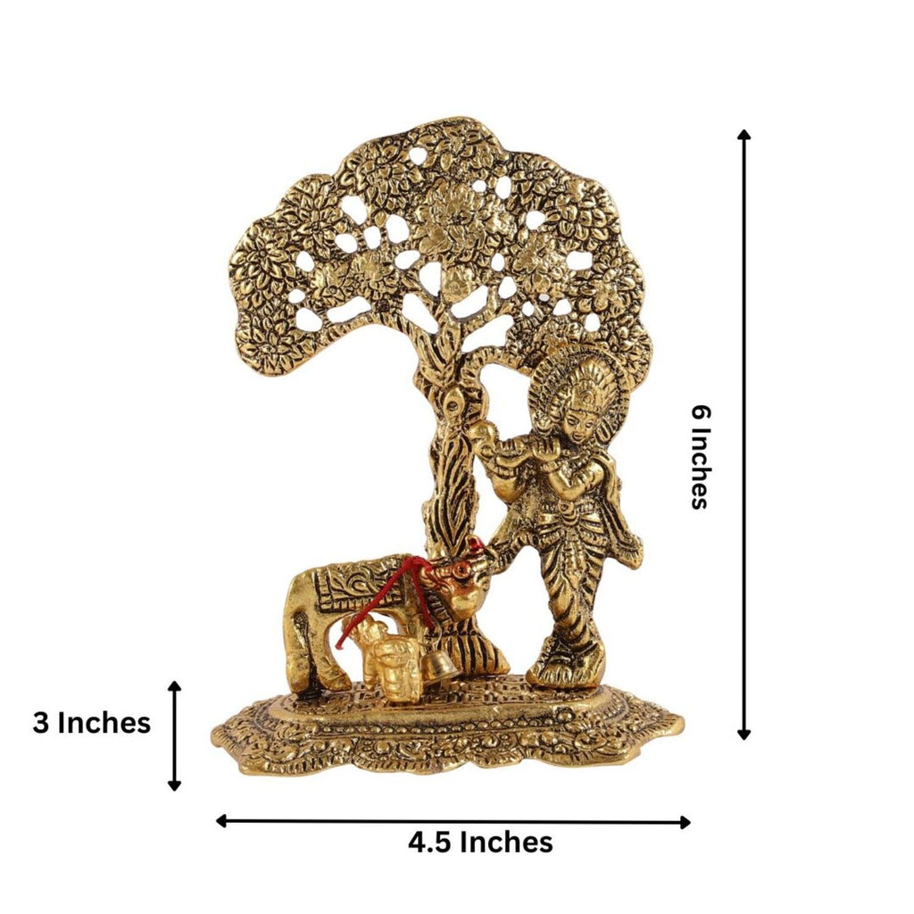 Eternal Grace Krishna and Cow Showpiece Rakhi Gift