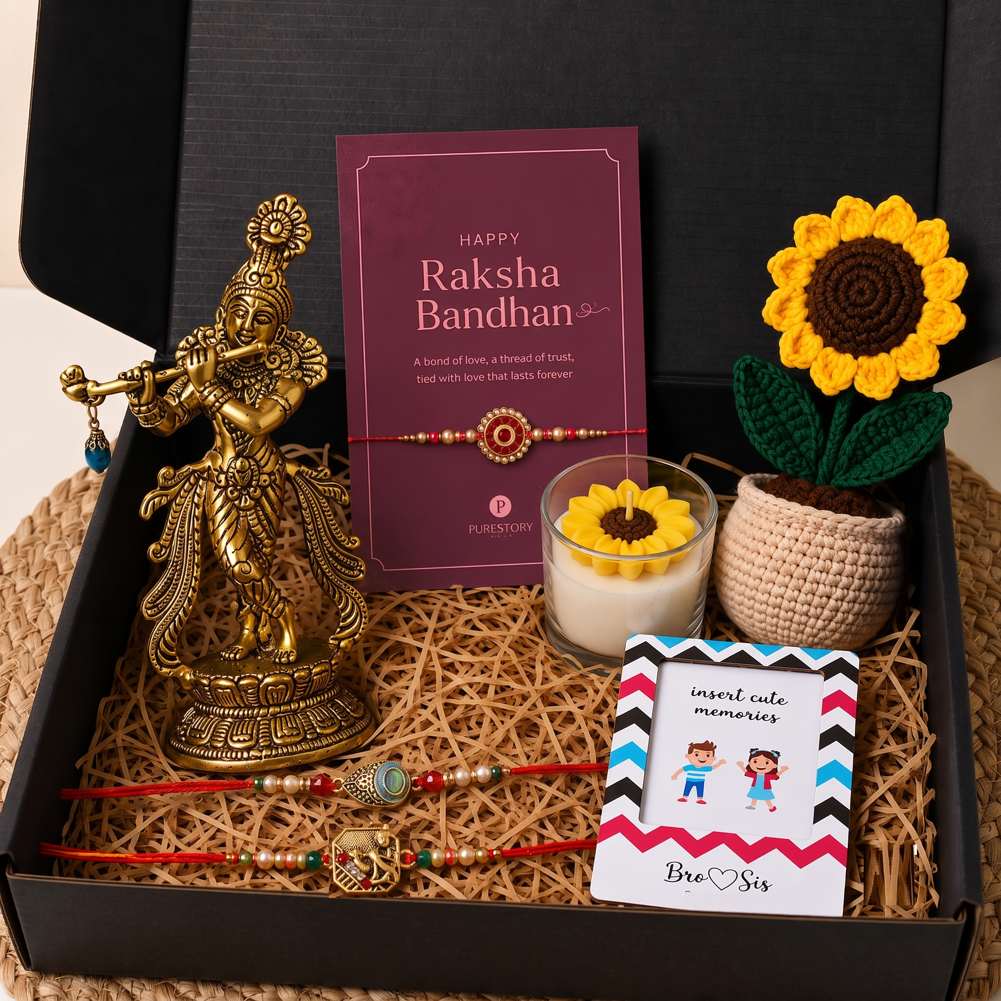 Divine Melody Fluting Krishna Idol Rakhi Hamper