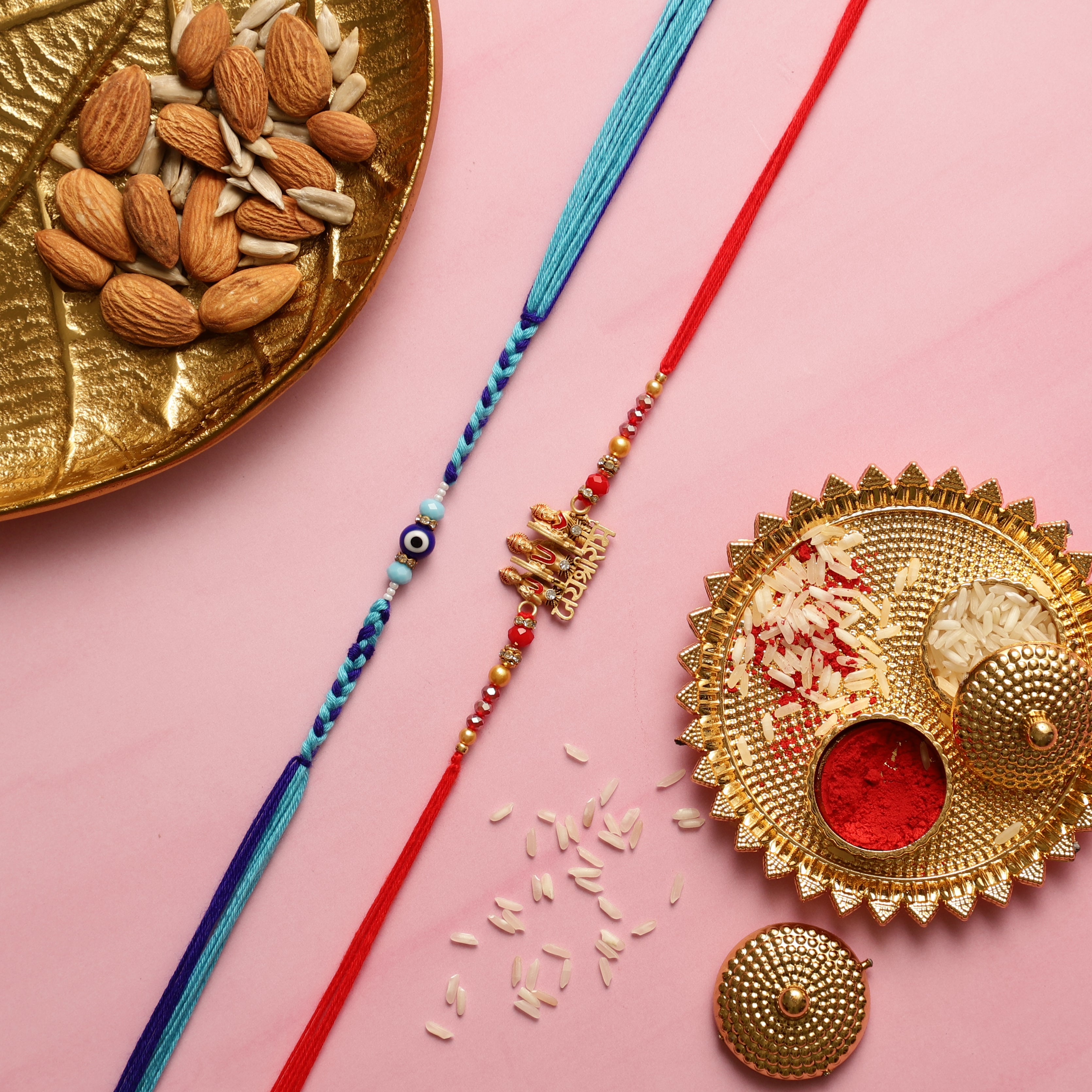 Classic Devotion Golden Ram Darbar Idol Rakhi Hamper