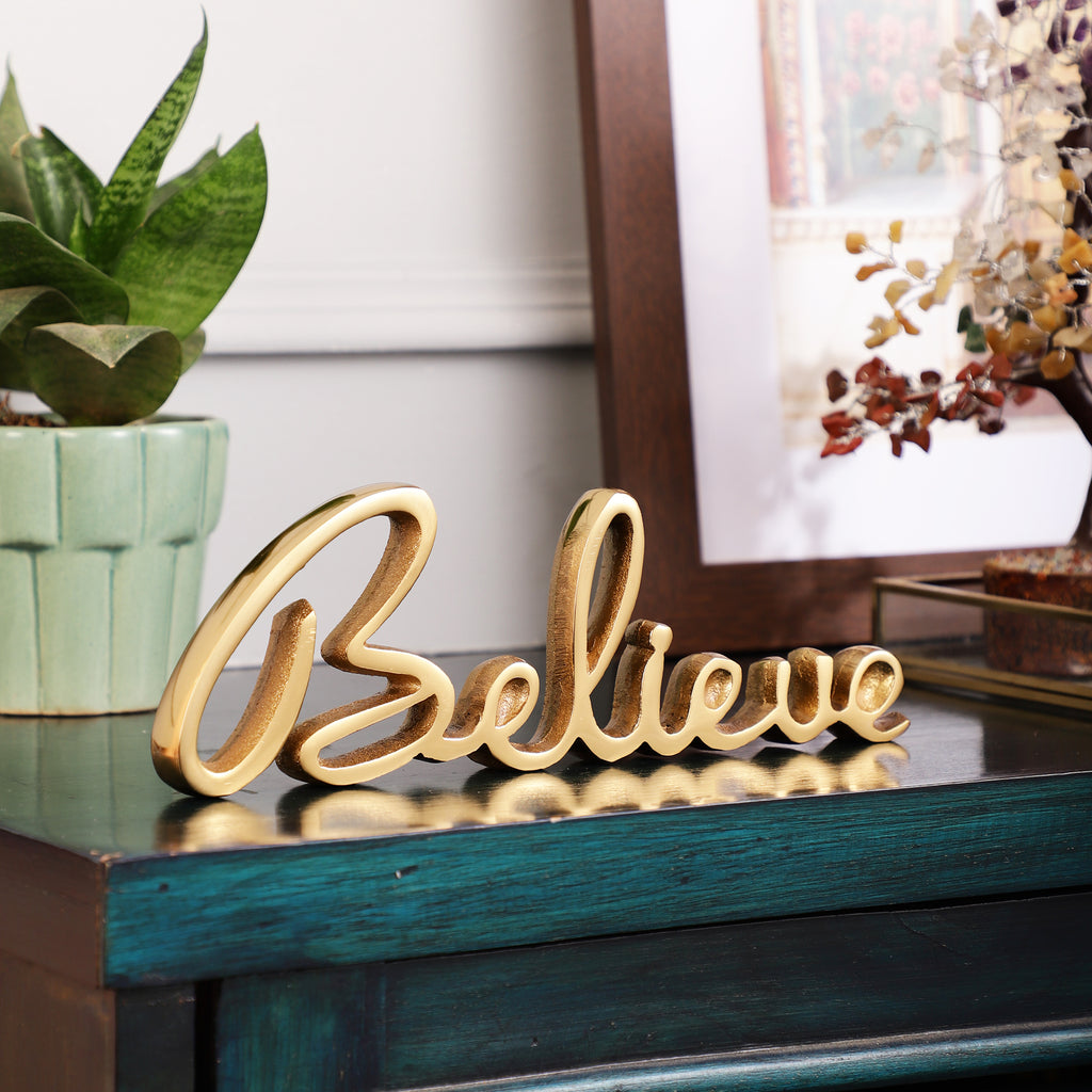 Inspire And Believe Rakhi Gift With Metallic Believe Showpiece