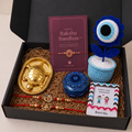 Prosperity And Luck Rakhi Hamper With Golden Tortoise Showpiece